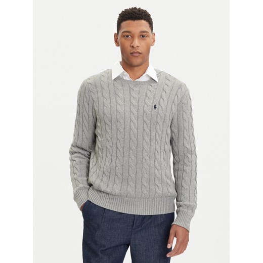 Polo Ralph Lauren Sweter 710775885013 Szary Regular Fit ze sklepu MODIVO w kategorii Swetry męskie - zdjęcie 185870962