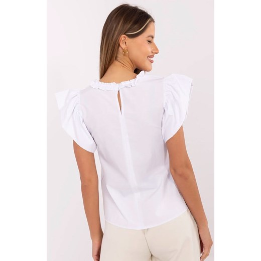 Bawełniana bluzka damska biała LK-BZ-506781-1.12, Kolor biały, Rozmiar 36, Lakerta ze sklepu Primodo w kategorii Bluzki damskie - zdjęcie 185882600
