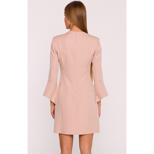 Moe sukienka z szerokimi mankietami beżowa M876, Kolor beżowy, Rozmiar L, MOE ze sklepu Primodo w kategorii Sukienki - zdjęcie 185882744