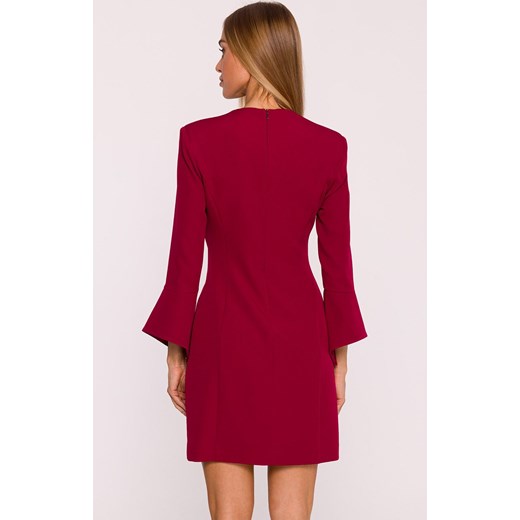 Moe sukienka z szerokimi mankietami bordowa M876, Kolor bordowy, Rozmiar L, MOE ze sklepu Primodo w kategorii Sukienki - zdjęcie 185882754