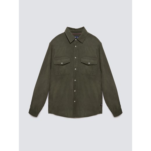 Koszula męska z drobnego sztruksu khaki Cordwis 303 ze sklepu Big Star w kategorii Koszule męskie - zdjęcie 185883470