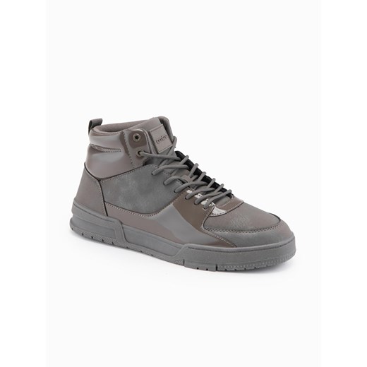 Wysokie buty męskie sneakersy z połyskującymi elementami – popielate V4 OM-FOSH-0178 ze sklepu ombre w kategorii Buty sportowe męskie - zdjęcie 185883583