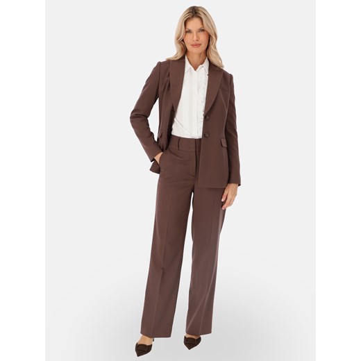 Brązowe spodnie garniturowe z wysokim stanem Potis & Verso Selma Potis & Verso 46 Eye For Fashion