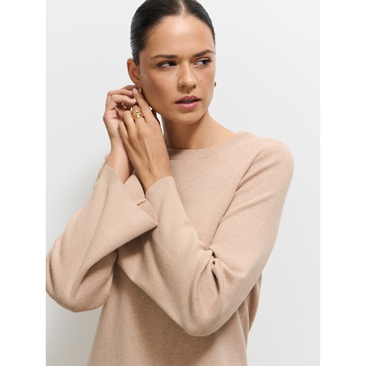 Mohito - Trapezowa beżowa sukienka mini - beżowy Mohito L Mohito