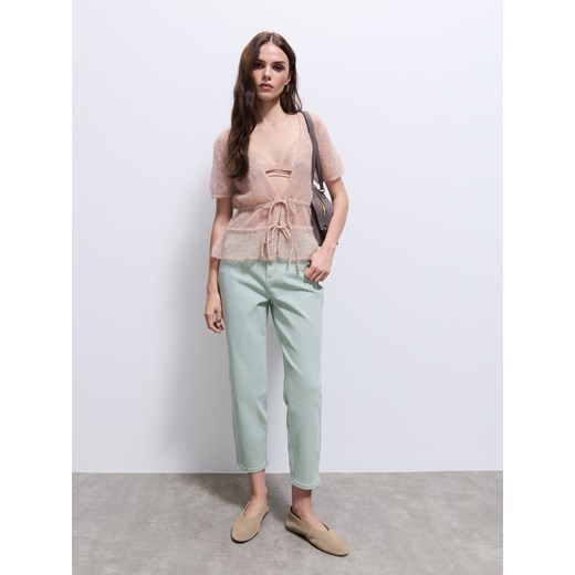 Mohito - Jeansy mom slim petite - zielony ze sklepu Mohito w kategorii Jeansy damskie - zdjęcie 185885020