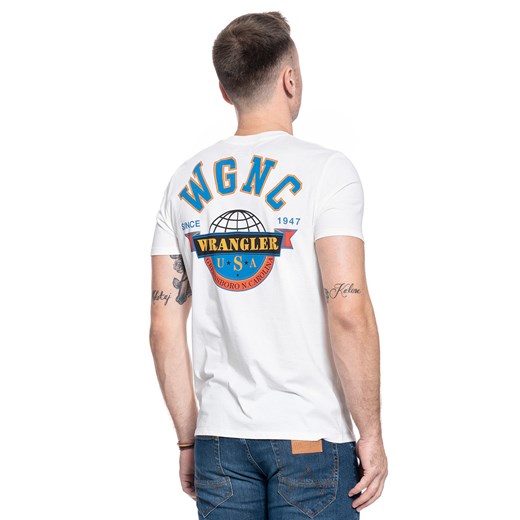 T-SHIRT MĘSKI WRANGLER SS GLOBE TEE OFF WHITE W7C8FK737 112131742 Wrangler M YouNeedit.pl