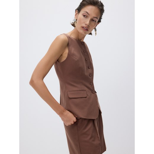 Reserved - Kamizelka z lyocellem - brązowy ze sklepu Reserved w kategorii Kamizelki damskie - zdjęcie 185887640