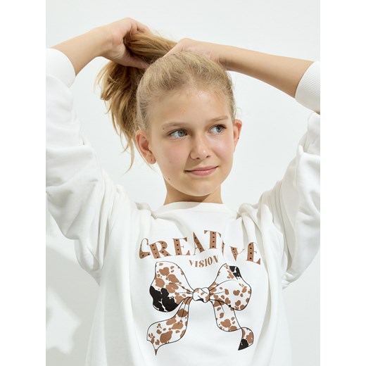 Reserved - Bluza z nadrukiem - złamana biel ze sklepu Reserved w kategorii Bluzy dziewczęce - zdjęcie 185888624