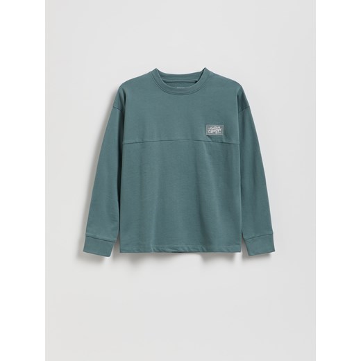 Reserved - Bawełniany longsleeve - morski ze sklepu Reserved w kategorii T-shirty chłopięce - zdjęcie 185888661