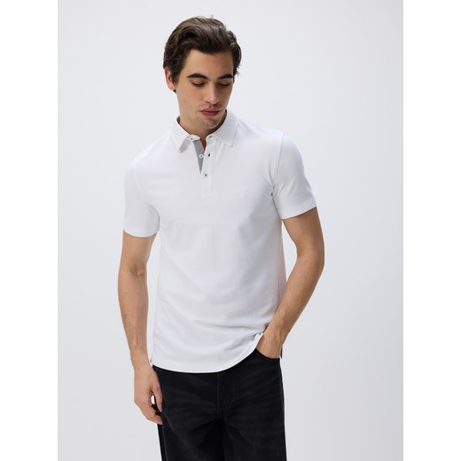 Reserved - Koszulka polo regular z haftem - biały ze sklepu Reserved w kategorii T-shirty męskie - zdjęcie 185889301