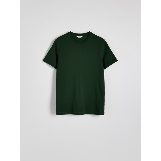 Reserved - Bawełniany t-shirt regular - ciemnozielony ze sklepu Reserved w kategorii T-shirty męskie - zdjęcie 185889322