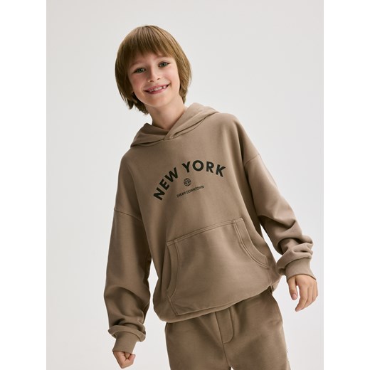 Reserved - Bawełniana bluza oversize - brązowy ze sklepu Reserved w kategorii Bluzy chłopięce - zdjęcie 185889393