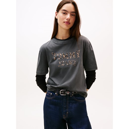 Tommy Jeans Koszulka damska Kobiety Bawełna antracytowy nadruk ze sklepu vangraaf w kategorii Bluzki damskie - zdjęcie 185889860