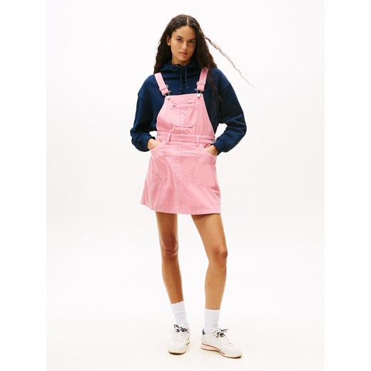 Tommy Jeans Damska sukienka na co dzień Kobiety Bawełna brudny róż wypukły wzór tkaniny ze sklepu vangraaf w kategorii Sukienki - zdjęcie 185889882