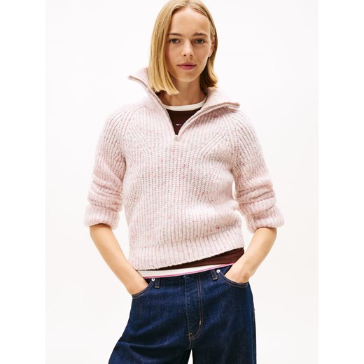 Tommy Jeans Spodnie z zawartością wełny Kobiety różowy wzorzysty ze sklepu vangraaf w kategorii Swetry damskie - zdjęcie 185889894
