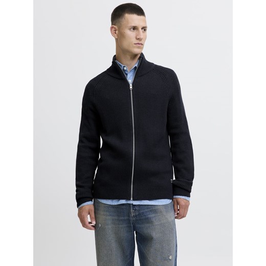 Jack & Jones Kardigan - JJPannel Mężczyźni Sztuczne włókno granatowy jednolity ze sklepu vangraaf w kategorii Swetry męskie - zdjęcie 185889903