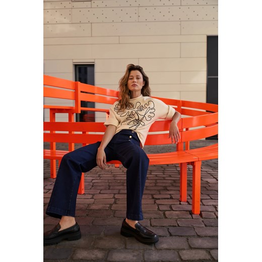 Jeansy wide leg granatowe ze sklepu Moodo.pl w kategorii Jeansy damskie - zdjęcie 185889973