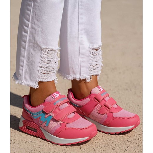 Sportowe buty dziewczęce na rzepy Różowe /G12-2 18130 T292/ ze sklepu Pantofelek24.pl w kategorii Buty sportowe dziecięce - zdjęcie 185890111