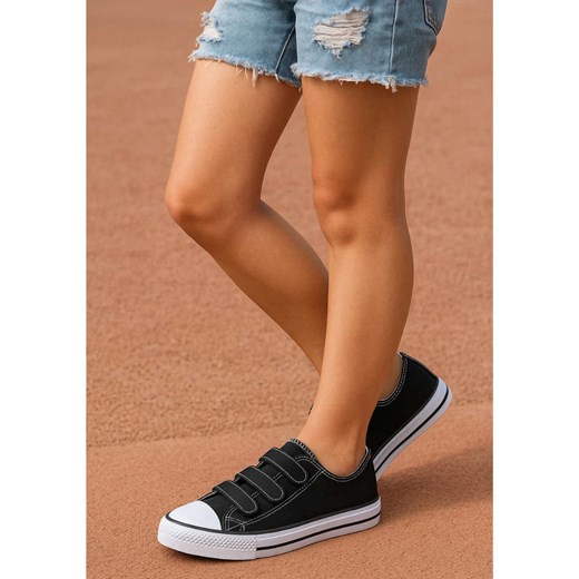 Trampki damskie czarne na rzepy /B2-2 17787 GF285/ ze sklepu Pantofelek24.pl w kategorii Trampki damskie - zdjęcie 185890170