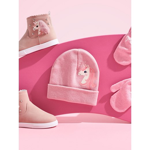 Sinsay - Czapka z nadrukiem jednorożca - różowy Sinsay S Sinsay