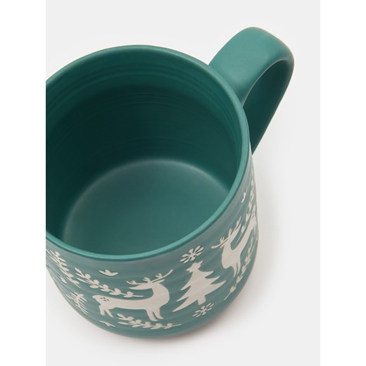 Sinsay - Ceramiczny kubek z uchem z motywem świątecznym - zielony Sinsay One Size Sinsay