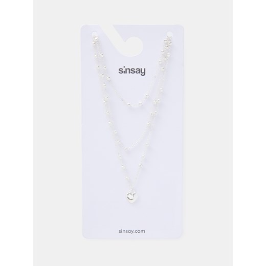 Sinsay - Naszyjnik z koralikami z regulowanym zapięciem - srebrny Sinsay One Size Sinsay