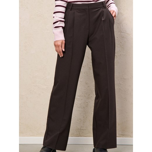 Sinsay - Spodnie wide leg z zakładkami - brązowy Sinsay XS Sinsay