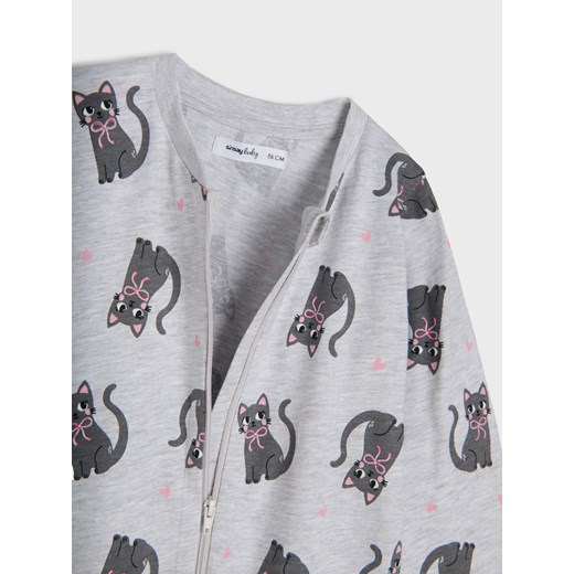 Sinsay - Bawełniany śpiochy ze wzorkiem - szary Sinsay 74 (6-9 m) Sinsay