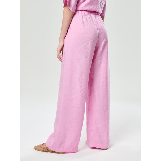 Sinsay - Spodnie wide leg z modalem - różowy Sinsay M Sinsay