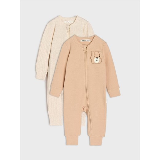Sinsay - Bawełniane pajacyki 2 pack - beżowy - id: 015DG-80X - marki Sinsay - 185894462 Sinsay - Bawełniane pajacyki 2 pack - beżowy ze sklepu Sinsay w kategorii Odzież dla niemowląt - zdjęcie 185894462