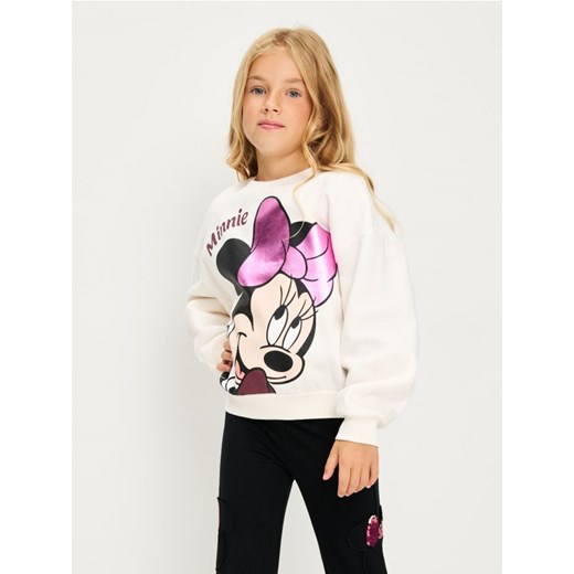 Sinsay - Bawełniana bluza crewneck Minnie Mouse - kremowy ze sklepu Sinsay w kategorii Bluzy dziewczęce - zdjęcie 185894502