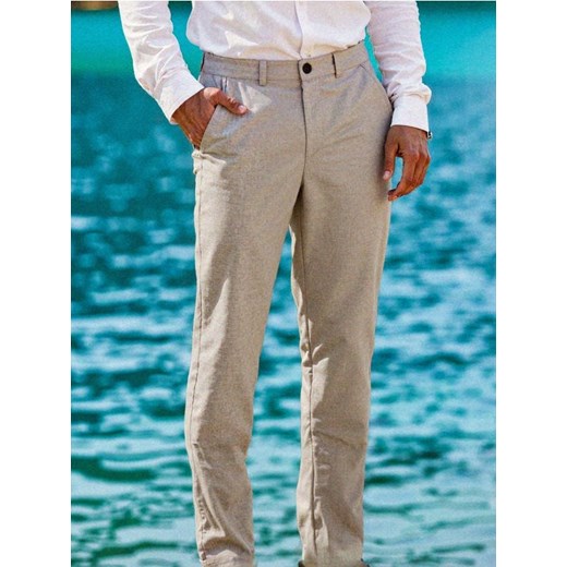 Sinsay - Spodnie chino slim fit w kratę - kremowy ze sklepu Sinsay w kategorii Spodnie męskie - zdjęcie 185894601