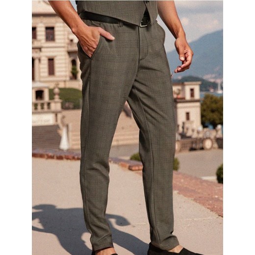 Sinsay - Spodnie chino slim fit w kratę - szary ze sklepu Sinsay w kategorii Spodnie męskie - zdjęcie 185894602