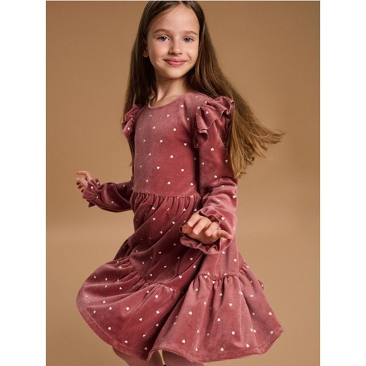 Sinsay - Prążkowana sukienka babydoll - bordowy ze sklepu Sinsay w kategorii Sukienki dziewczęce - zdjęcie 185894651