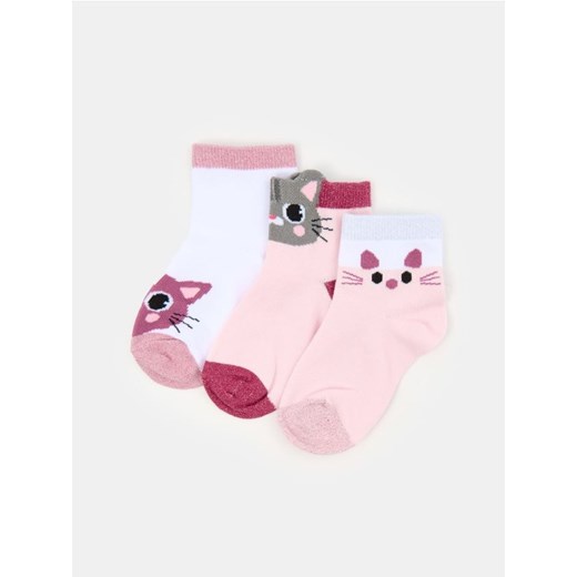 Sinsay - Skarpetki z metalizowaną nicią 3 pack - wielobarwny Sinsay 31/34 Sinsay