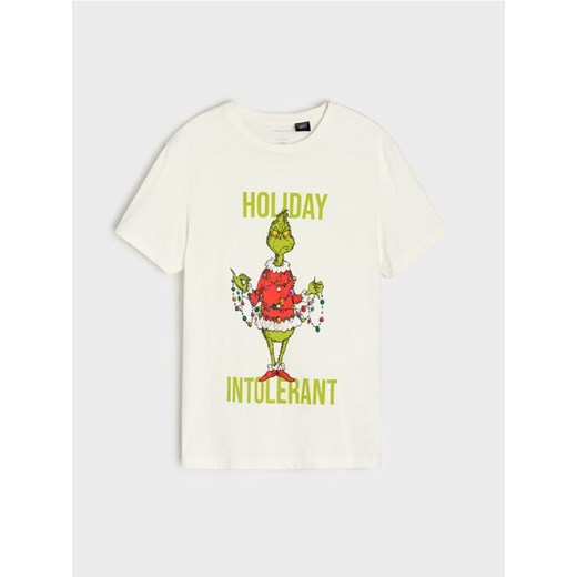 Sinsay - Koszulka z krótkim rękawem Grinch - kremowy Sinsay XS Sinsay