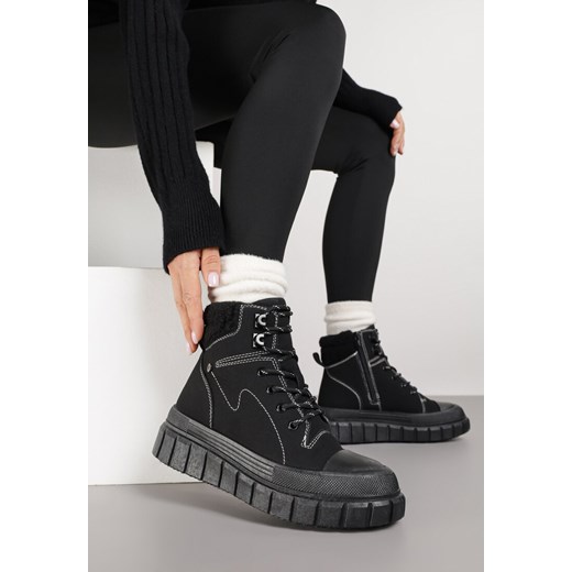 Czarne Botki Trapery Vices na Platformie z Tłoczeniem Anarrive Renee 41 renee.pl