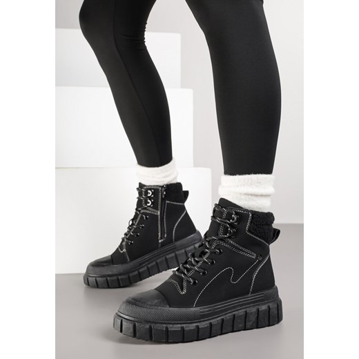 Czarne Botki Trapery Vices na Platformie z Tłoczeniem Anarrive Renee 36 renee.pl