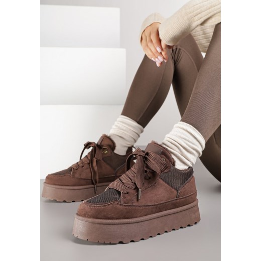 Brązowe Sneakersy Śniegowce o Fasonie Sneakersów na Platformie Velavine ze sklepu renee.pl w kategorii Buty sportowe damskie - zdjęcie 185896634