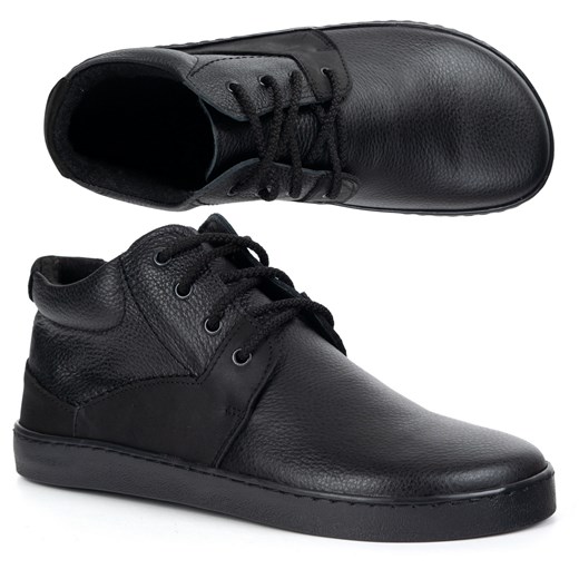 Buty męskie barefoot ocieplane skórzane Olivier 116KZ czarne ze sklepu butyolivier w kategorii Półbuty męskie - zdjęcie 185896710