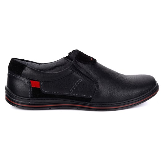 Buty wsuwane męskie ze skóry POLSKIE 800K czarne ze sklepu butyolivier w kategorii Półbuty męskie - zdjęcie 185896752