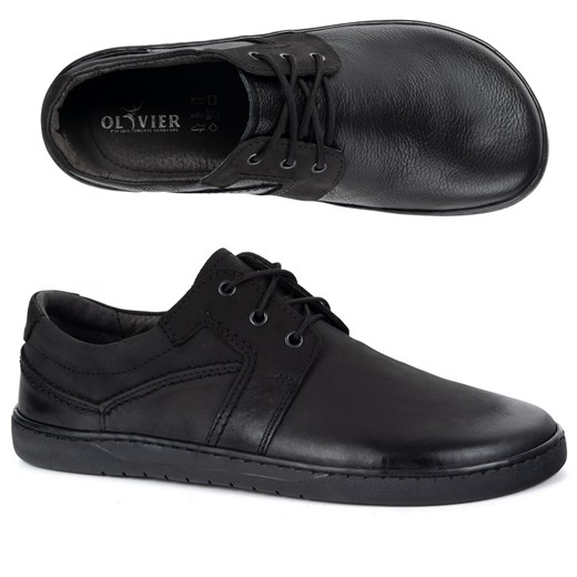 BAREFOOT Męskie buty skórzane sznurowane minimalistyczne 115KZ czarne crazy ze sklepu butyolivier w kategorii Półbuty męskie - zdjęcie 185896813