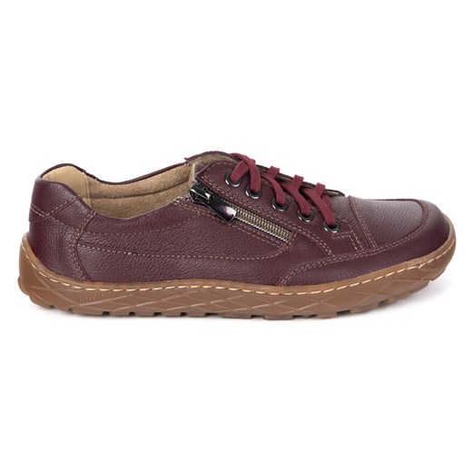 BAREFOOT Damskie minimalistyczne półbuty skórzane OLIVIER 770/2 bordowe ze sklepu butyolivier w kategorii Półbuty damskie - zdjęcie 185896982