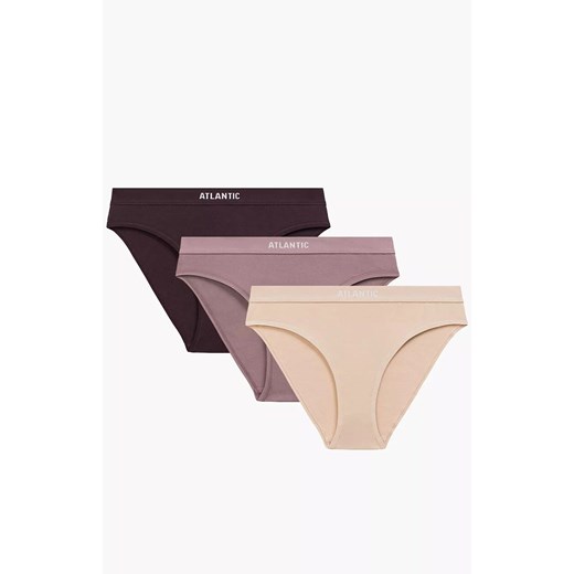 Atlantic 3-pack figi damskie Sport 3CLP-012-ROSC/WIN/BEZC, Kolor bordowo-beżowy, Rozmiar M, ATLANTIC ze sklepu Intymna w kategorii Majtki damskie - zdjęcie 185897010