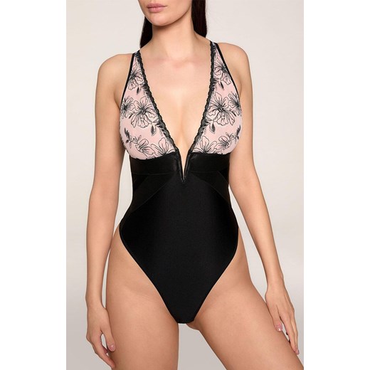 Marilyn body damskie z haftem Praline 01, Kolor czarno-różowy, Rozmiar 36, Marilyn ze sklepu Intymna w kategorii Body damskie - zdjęcie 185897200