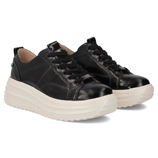 Skórzane sneakersy damskie na platformie czarne Filippo DP6795/25 ze sklepu ulubioneobuwie w kategorii Buty sportowe damskie - zdjęcie 185897500
