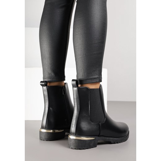 Czarne Botki w Stylu Sztybletów z Elastyczną Wstawką Kanelle 40 born2be.pl