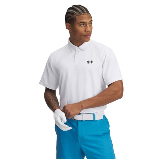 Męska koszulka do golfa Under Armour UA T2G Pique Polo - biała ze sklepu Sportstylestory.com w kategorii T-shirty męskie - zdjęcie 185900091
