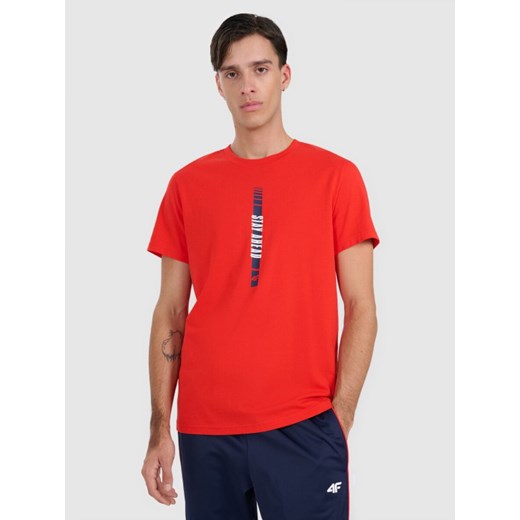 Męsksi t-shirt z nadrukiem 4F 4FRAW25TTSHM3225 - czerwony ze sklepu Sportstylestory.com w kategorii T-shirty męskie - zdjęcie 185900454