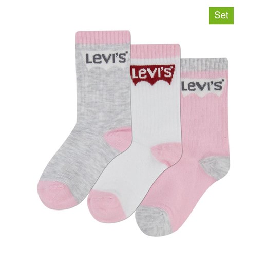 Levi&apos;s Kids Skarpety (3 pary) w kolorze jasnoróżowo-szaro-białym ze sklepu Limango Polska w kategorii Skarpetki dziecięce - zdjęcie 185903580